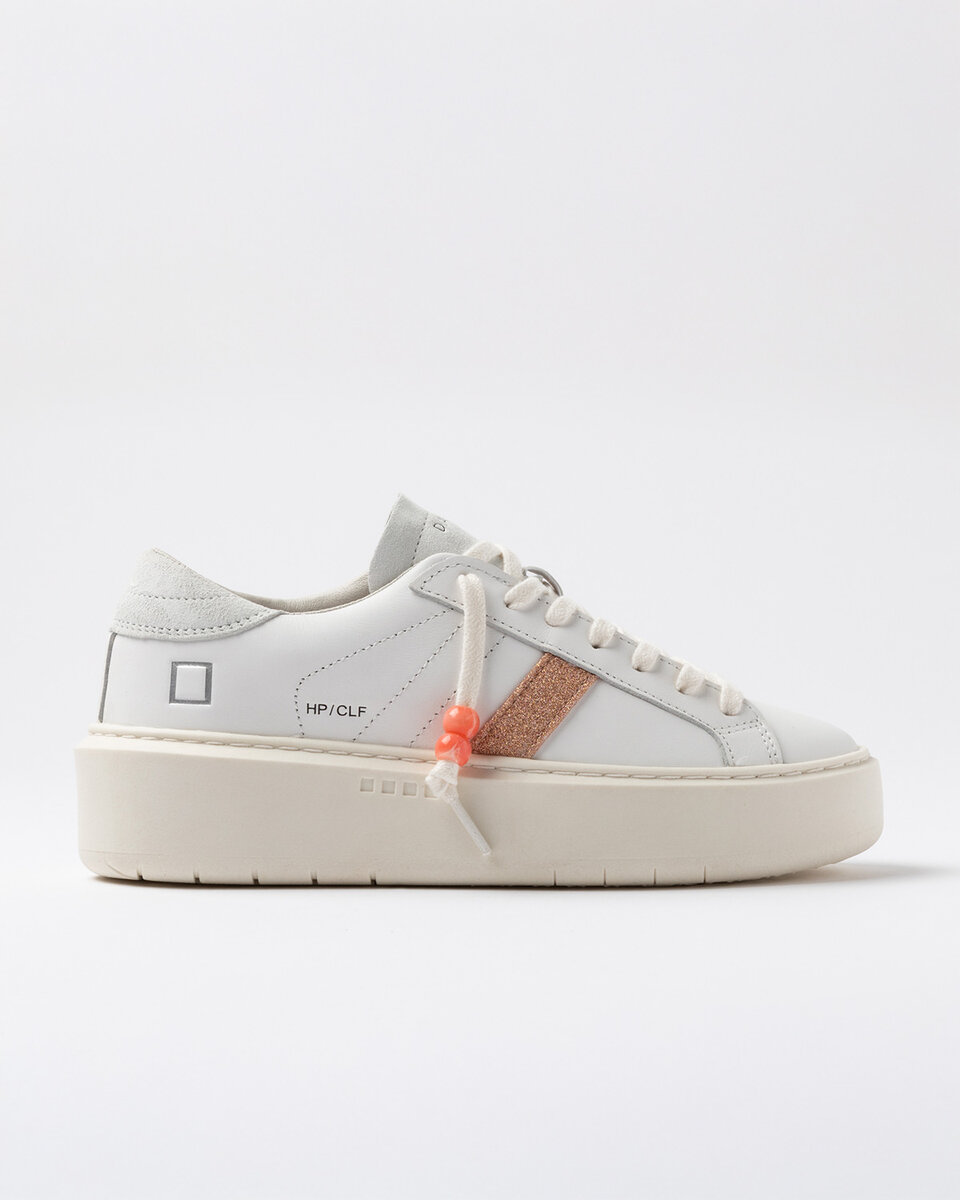 Hill Low PLATFORM BASSA IN PELLE DI VITELLO BIANCO-COOPER