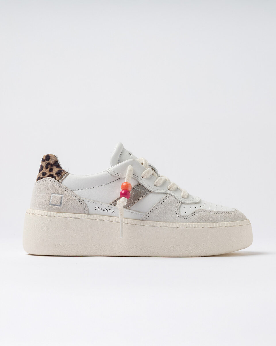 PLATFORM COURT VINTAGE VITELLO BIANCO-LEOPARDO