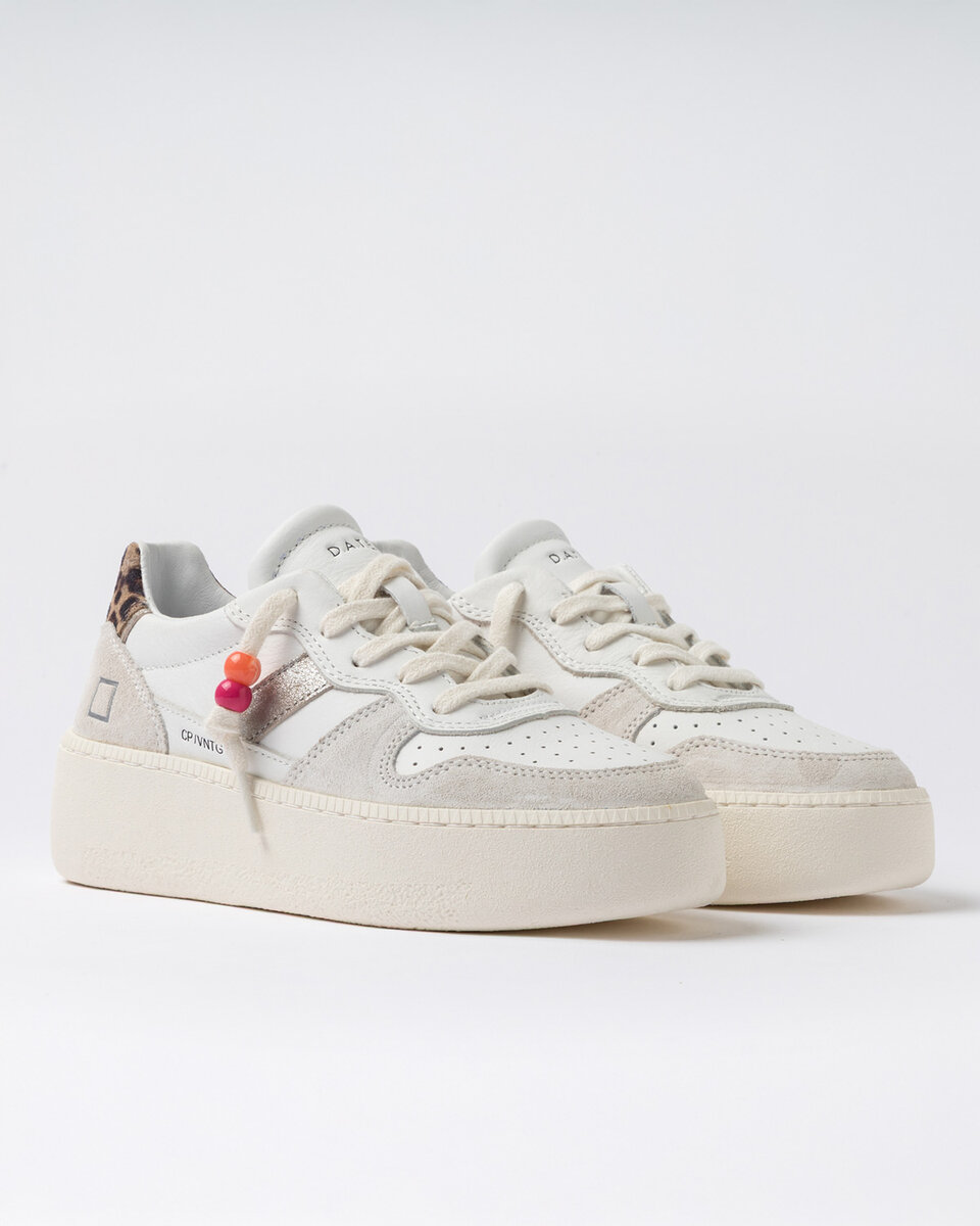 PLATFORM COURT VINTAGE VITELLO BIANCO-LEOPARDO