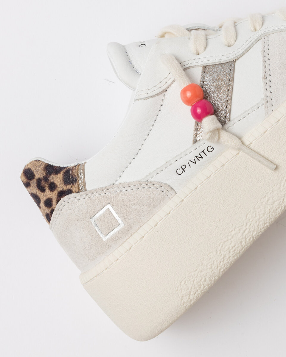 PLATFORM COURT VINTAGE VITELLO BIANCO-LEOPARDO